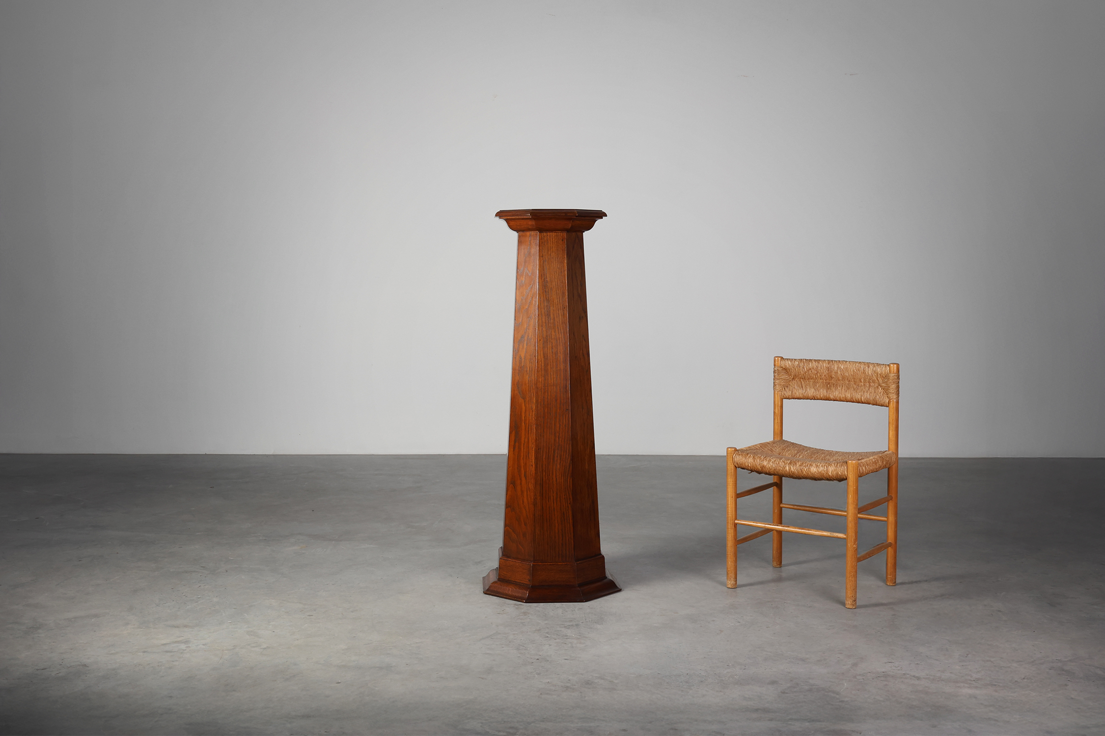 French Art Deco octagonal Oak Pedestal, circa 1920thumbnail